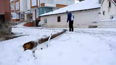 Buzlanma Nedeniyle Trafik Kazası: Telefon Direkleri Devrildi