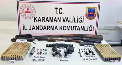 Ermenek'te Silah Operasyonu: 1 Gözaltı, Çok Sayıda Silah Ele Geçirildi